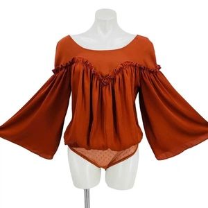 Free People Rust Satin Bodysuit size medium